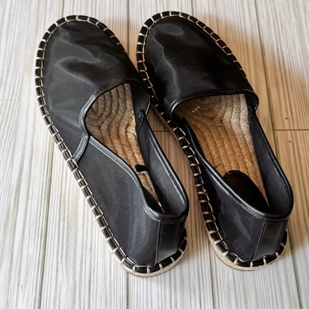 ZARA Women's Black Espadrille Low Heel  Slip-On Shoes Sz 39